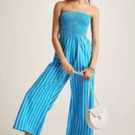Azure Stripe Bandeau Jumpsuit