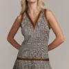 Retro Grid V-Neck Dress