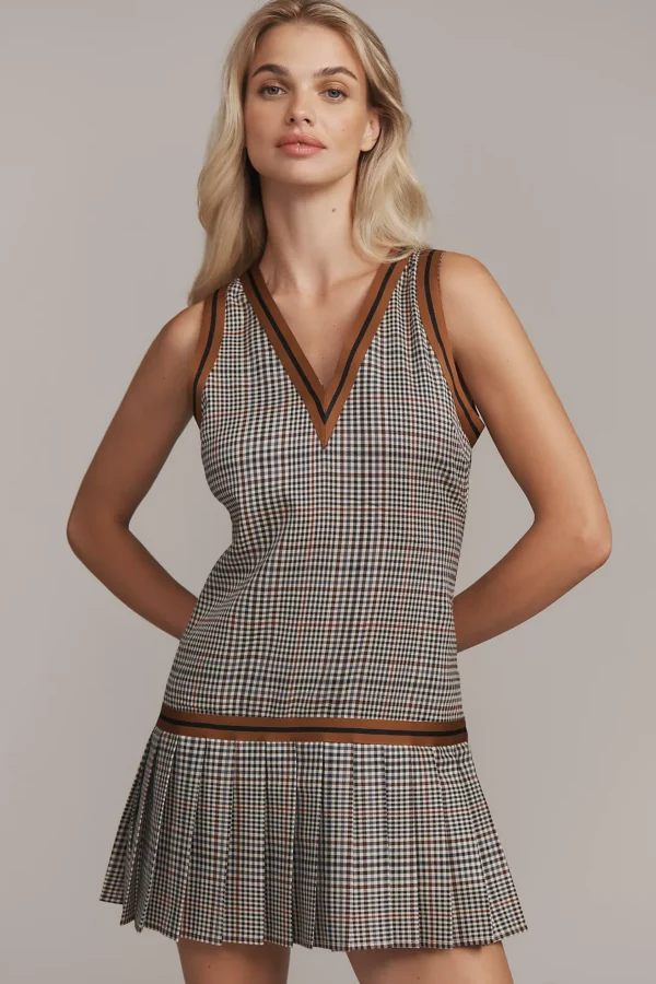 Retro Grid V-Neck Dress
