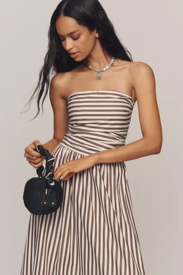 RamonValy Chestnut Stripe Bandeau Midi Dress
