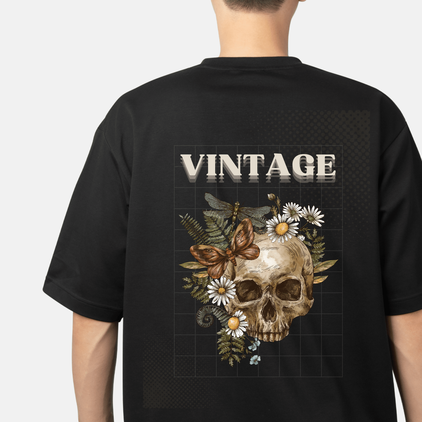 Vintage Botanica Skull – Drop Shoulder Tee