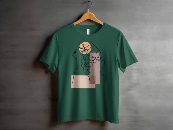 Line Art T-Shirt for Women – Butterfly Muse Design, Minimalist